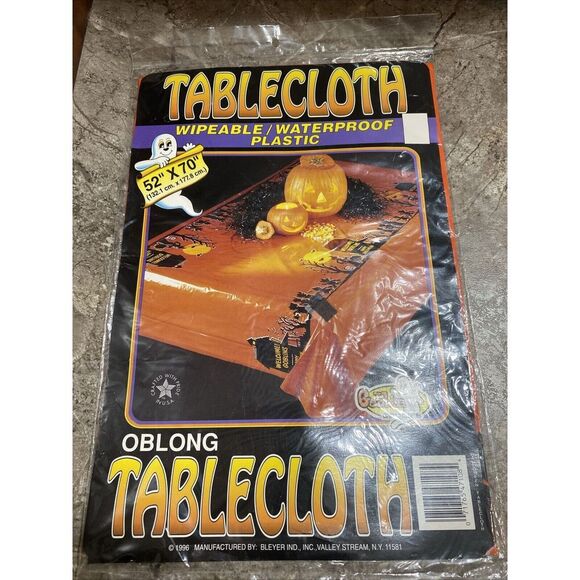 Vintage Goblin Goodies Halloween Oblong Tablecloth Waterproof Plastic 52"x70" - Picture 1 of 2